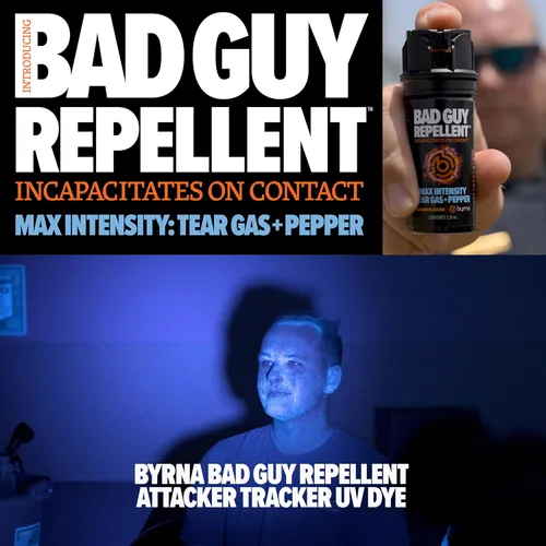 Vista 5 de Byrna BGR MAX Spray de Pimienta + Gas Lacrimógeno Máximo Poder de Detención Tecnología de Marcado UV con Rastreador de Agresores Spray