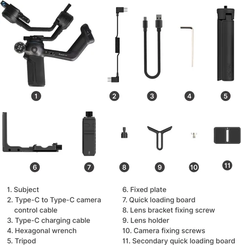 Vista 6 de Estabilizador de cardán para cámara FeiyuTech SCORP-C2 con seguimiento AI, carga útil de 7.72 lb, disparo vertical rápido, control Bluetooth, mango