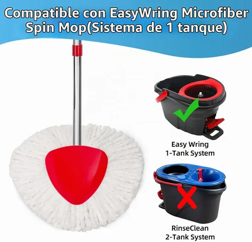 Vista 2 de Paquete de 2 cabezales de repuesto de trapeador giratorio compatibles con O ceda EasyWring 1 sistema de tanque, repuestos de microfibra