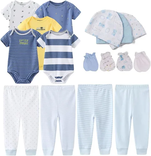 Vista 19 de Kiddiezoom Conjunto unisex de ropa esencial para bebé, juego de regalo, 19 piezas para bebé recién nacido azul (Blue1)