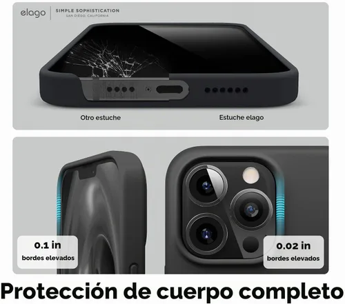 Vista 5 de elago Funda de silicona líquida prémium para iPhone 13 Pro Max, color negro