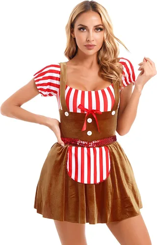Vista 4 de Vestido de manga corta de terciopelo a rayas para mujer
