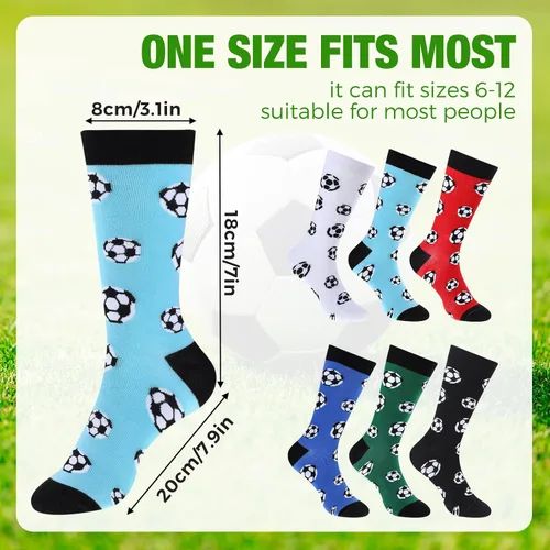 Vista 3 de 6 pares de calcetines de voleibol para hombre, divertidos calcetines deportivos para amantes del voleibol de fútbol, regalo para mujeres, correr