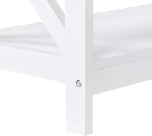 Vista 7 de Yaheetech Mesa auxiliar auxiliar de sofá con estante de almacenamiento de 3 niveles para sala de estar, espacio estrecho, color blanco