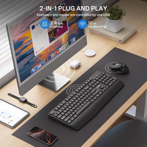 Vista 6 de PHILIPS SPT6348 Combo de teclado y mouse inalámbricos, ergonómico de 2.4 GHz 2.4GHz plug-and-play ergonomic keyboard and mouse with sleep mode for