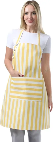Vista 11 de TOSHEX Delantal de cocina de algodón resistente a las gotas de agua con delantales ajustables para mujeres con bolsillos, delantal de cocina