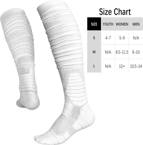 Vista 2 de Finerview Scrunch - Calcetines de fútbol de 2 pares, calcetines deportivos acolchados extra largos para hombres y mujeres