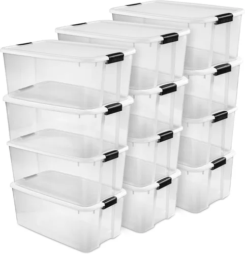 Vista 19 de Sterilite paquete de 6 cajas Ultra con pestillo, contenedores de almacenamiento con tapas, plástico transparente, 18 cuartos de galón - Contenedores