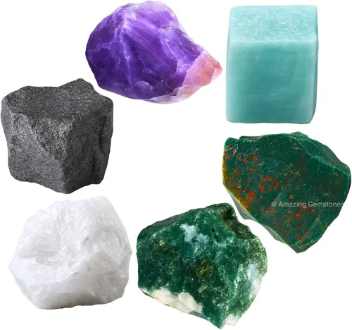 Vista 21 de Amazing Gemstone Cristales para manifestación de ansiedad, juego de 6 cristales curativos de amatista, sodalita, labradorita, angelita, granate