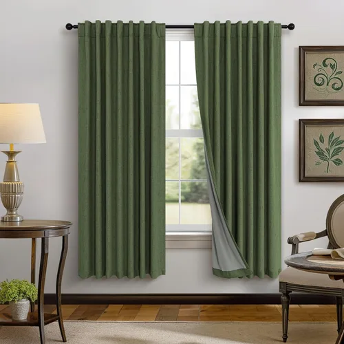 Vista 57 de Pitalk Cortinas cortas 100% opacas de lino para cafetería, 40 pulgadas de largo, 2 paneles, cortinas de puerta francesa para ventana, cortina