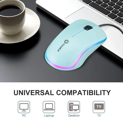 Vista 4 de COOLERPLUS FC112 - Ratón óptico USB con cable para computadora con fácil clic para oficina y hogar 1000 DPI premium y portátil compatible con PC
