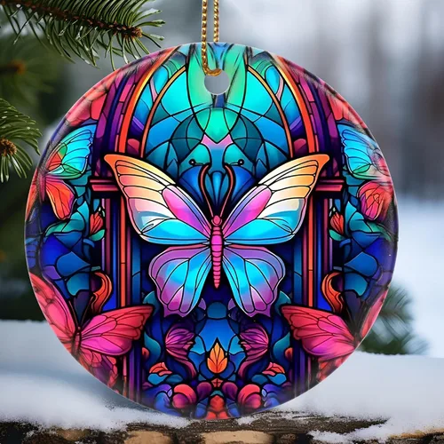Vista 8 de Touber Adorno Navideño, Adorno de Navidad, Idea de Regalo de Vacaciones, Recuerdo Familiar, Cerámica Redonda, Intercambio de Regalos, Idea de Abeja