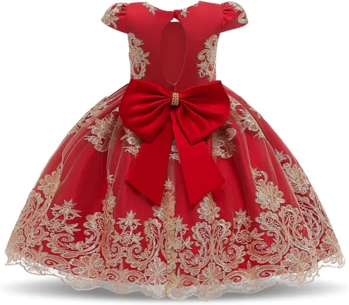 Vista 2 de HNXDYY Vestido de baile formal de princesa con encaje para niña de flores