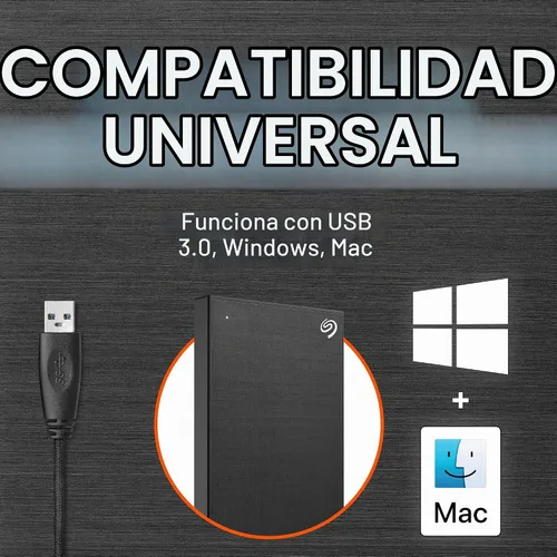 Vista 4 de Seagate Disco duro externo One Touch de 2 TB – Negro USB 3.0 para PC portátil y Mac, 1 año MylioCreate, 4 meses Adobe Creative Cloud Photography