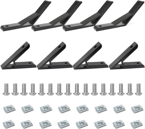 Vista 12 de 10 Conjuntos de Conector de Esquina de Extrusión de Aluminio 2020 Serie 20 Placa de Unión de Ranura en T y V Hardware Conector en L con Tuercas en T