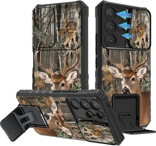 Vista 52 de Funda para Samsung Galaxy A13 5G/4G/A04S, Galaxy A13 5G con cubierta de cámara deslizante, funda de doble capa integrada con función atril