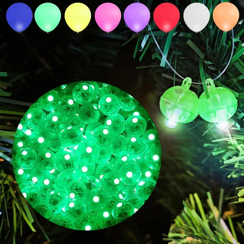 Vista 17 de Aogist - 50 mini luces de 10 colores, luz LED impermeable de largo tiempo de espera, funciona con pilas, lámpara de bola para globo, farol de papel