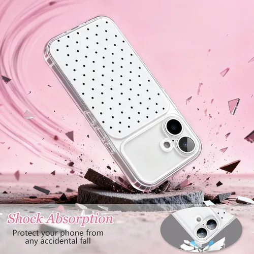 Vista 6 de NITITOP Funda para iPhone 17, diseño de lunares transparentes, color negro