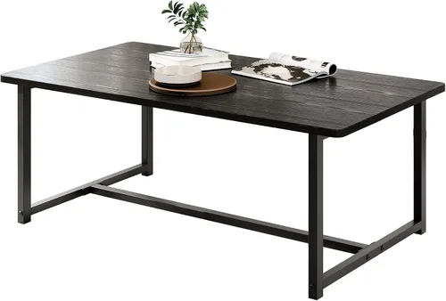 Vista 7 de Mesa de centro para sala de estar, mesas centrales rectangulares modernas para espacios pequeños, muebles industriales, mesas auxiliares de sofá