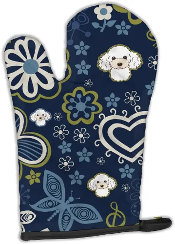 Vista 193 de Caroline's Treasures BB5095OVMT - Manopla de horno con diseño de flores azules afganas, resistente al calor, grueso para sartenes calientes y horno
