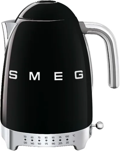 Vista 2 de SMEG Hervidor eléctrico de temperatura variable de 7 tazas, estética de estilo retro con tecnología avanzada, acero inoxidable, 1400 W, 120 V, base