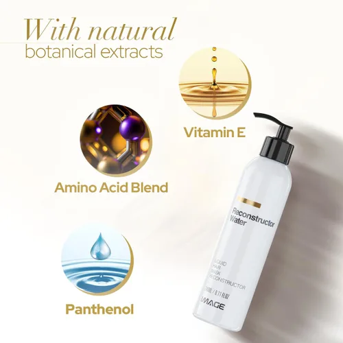 Vista 7 de Image Reconstructor Water - Mascarilla líquida para cabello dañado y tratado químicamente - Repara, hidrata y protege con pantenol, aminoácidos