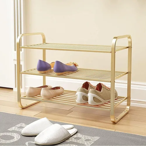 Vista 3 de Zapatero organizador de 3 niveles de metal para zapatos, organizador de almacenamiento de pie para entrada, pasillo, sala de estar, dormitorio