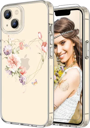 Vista 17 de Funda para iPhone 12 para mujer, [con protector de pantalla] ajuste delgado, diseño floral bohemio, lindo iPhone 12 Pro, patrón que nunca se