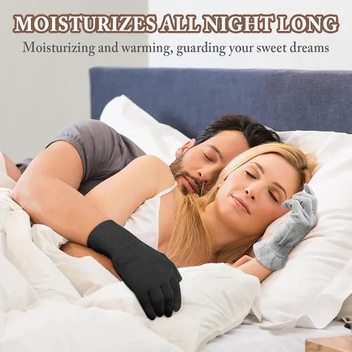 Vista 4 de MIG4U Guantes de belleza hidratantes para pantalla táctil, guantes de dormir grandes para hombres, spa, manos secas, loción nocturna, protección UV