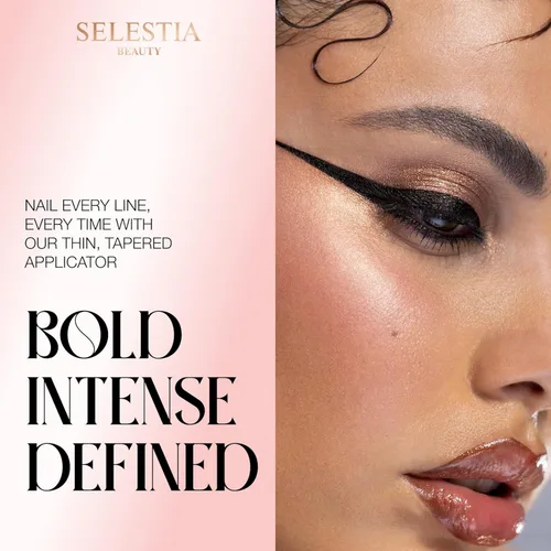 Vista 4 de SELESTIA BEAUTY Lápiz delineador líquido negro Queen Cobra – Larga duración – Secado rápido, sin descamación – Aplicador fino y color intenso