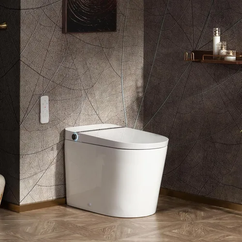 Vista 24 de WOODBRIDGE B0960S - Inodoro de descarga automática, apertura y cierre automáticos, inodoro de descarga única de 1.28 GPF con asiento inteligente