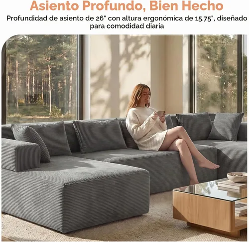 Vista 7 de MONVANE Sofá modular modular en forma de U de 141 pulgadas, gris ceniza