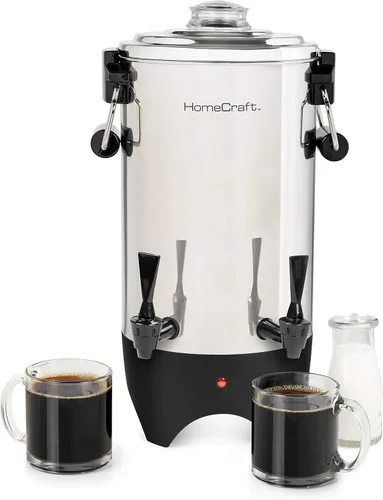 Vista 5 de Homecraft Urna de café de 100 tazas y dispensador de bebidas calientes con grifo antigoteo, preparación rápida, urna de café de acero inoxidable