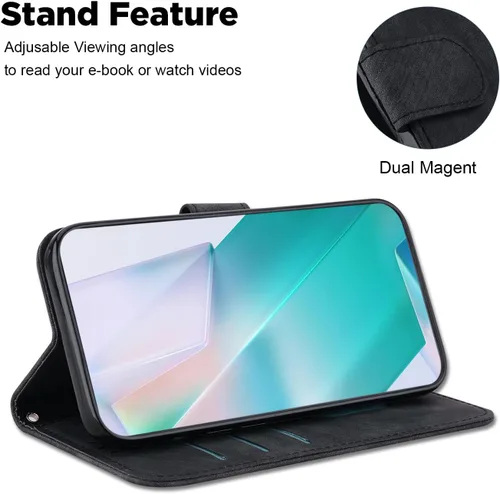 Vista 6 de Designed for Redmi k40 Pro Phone Case Wallet,PU Leather Flip Folio Cover with Credit Card Holders Little Cute Tiger Embossed Kickstand Wrist Strap