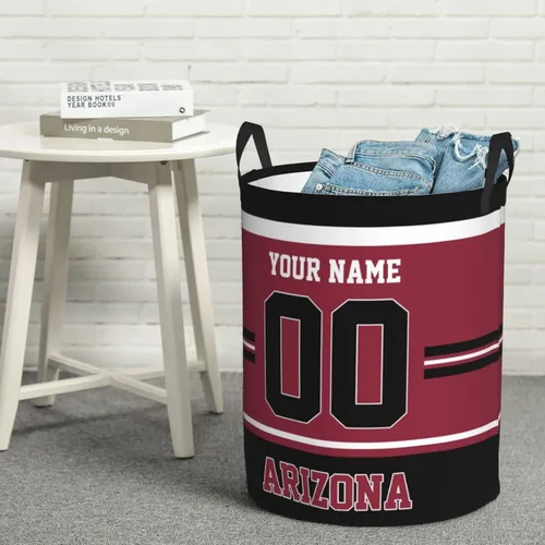 Vista 7 de Cesta de lavandería personalizada de Arizona, cesta de lavandería personalizada con nombre y número, cesta de almacenamiento plegable