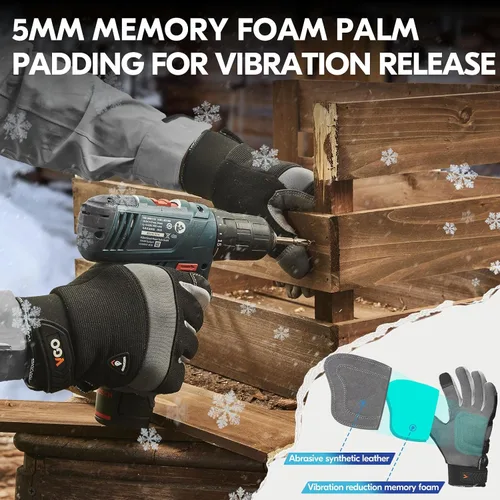 Vista 4 de Vgo... 1Pair 5℃/41°F Winter Work Gloves Men, Cold Weather Waterproof Safety Work Gloves,Cold Storage or Freezer Glove