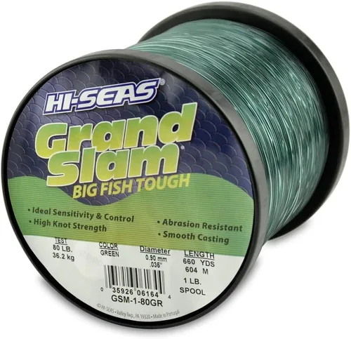 Vista 55 de Sedal de Pesca de Monofilamento HI-SEAS Grand Slam - Fuerte y Resistente a la Abrasión en Transparente, Rosa, Verde, Azul Ahumado, Amarillo Amarillo