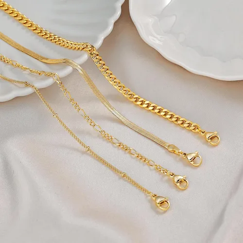 Vista 7 de Picuzzy Pulseras de oro para mujer, de oro real de 14 quilates, apilables, impermeables, juego de joyas para mujer, a la moda, delicadas, bonitas