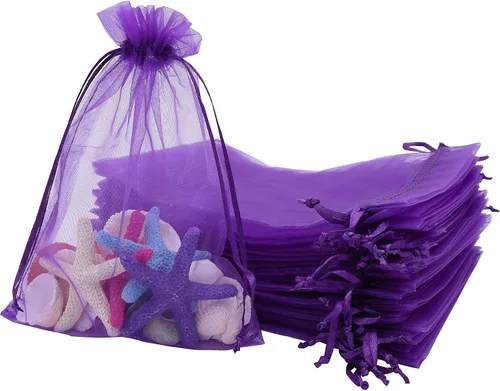 Vista 10 de Stratalife Bolsas de organza de malla de 5 x 7 pulgadas con cordón, 100 Azul marino 5x7 pulgadas