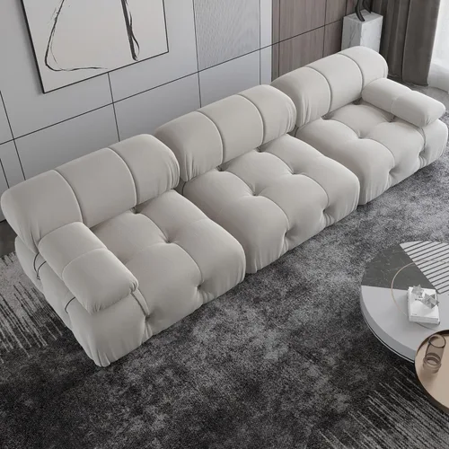 Vista 12 de Sofá modular seccional, sofá de terciopelo, asiento medio, beige