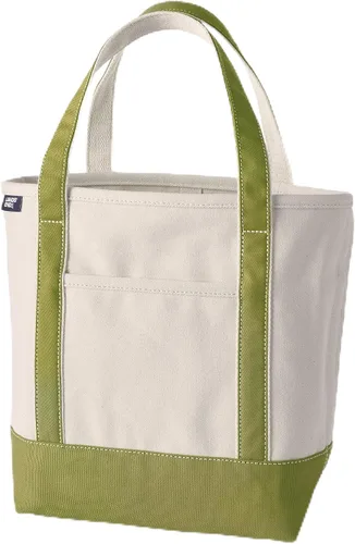 Vista 43 de Lands' End Bolso de lona abierto Natural/Azul marino radiante