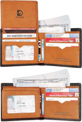Vista 2 de Cartera de cuero genuino RFID para hombre