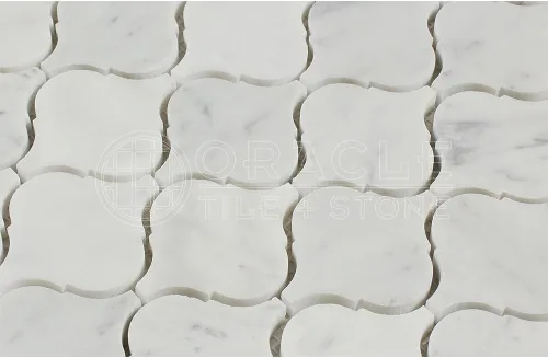 Vista 2 de Carrara Blanco Italiano (Bianco Carrara) Farol Mármol Mosaico Azulejo Arábesco, Pulido