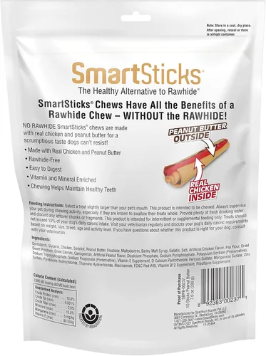 Vista 6 de SmartBones Chicken Dog Chews Hip Joint (16 palitos) y SmartSticks - Masticables para perros con mantequilla de maní (10 unidades)