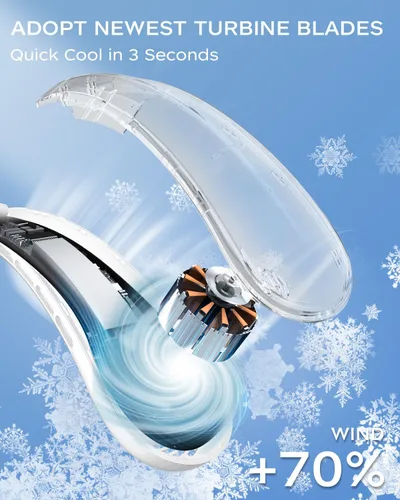 Vista 2 de Ventilador de cuello, ventilador portátil alrededor del cuello, ventilador personal de 5200 mAh con batería recargable por USB, 3 velocidades
