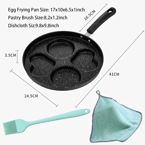 Vista 6 de Sartenes antiadherentes romántica círculo círculo huevo sartén multifunción tortilla sartén desayuno sartén anti-quemaduras fácil de colgar completo