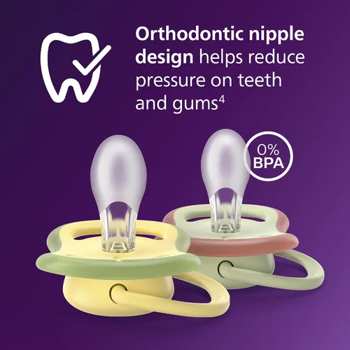 Vista 3 de Philips Avent Chupetes Ultra Air, diseño ortodóntico, para bebés de 18 meses en adelante, pezón simétrico de silicona extra firme, sin BPA, con 2