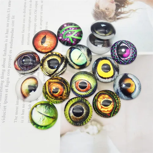 Vista 4 de 100 piezas de búho, serpiente, lagarto, ojos de animales, cabujón de cristal para hacer muñecas de arcilla, esculturas, accesorios