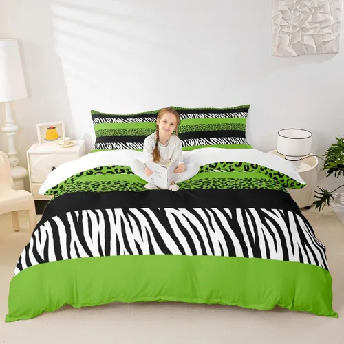 Vista 9 de Juego de funda de edredón para niños con estampado de leopardo, tamaño individual, juego de ropa de cama de moda de piel de guepardo abstracto