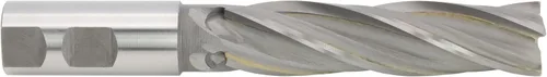 Vista 9 de Fresa de extremo soldada de carburo CME, nariz cuadrada, 1 1/2" diámetro del molino, 2" longitud de corte, 5 5/8" longitud total, 4 flautas, corte